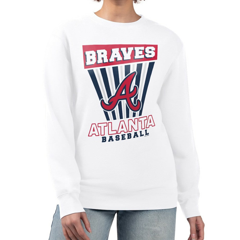 Atlanta Braves Starter Women's Poster Print Team Fleece Pullover Sweatshirt - White Pullover