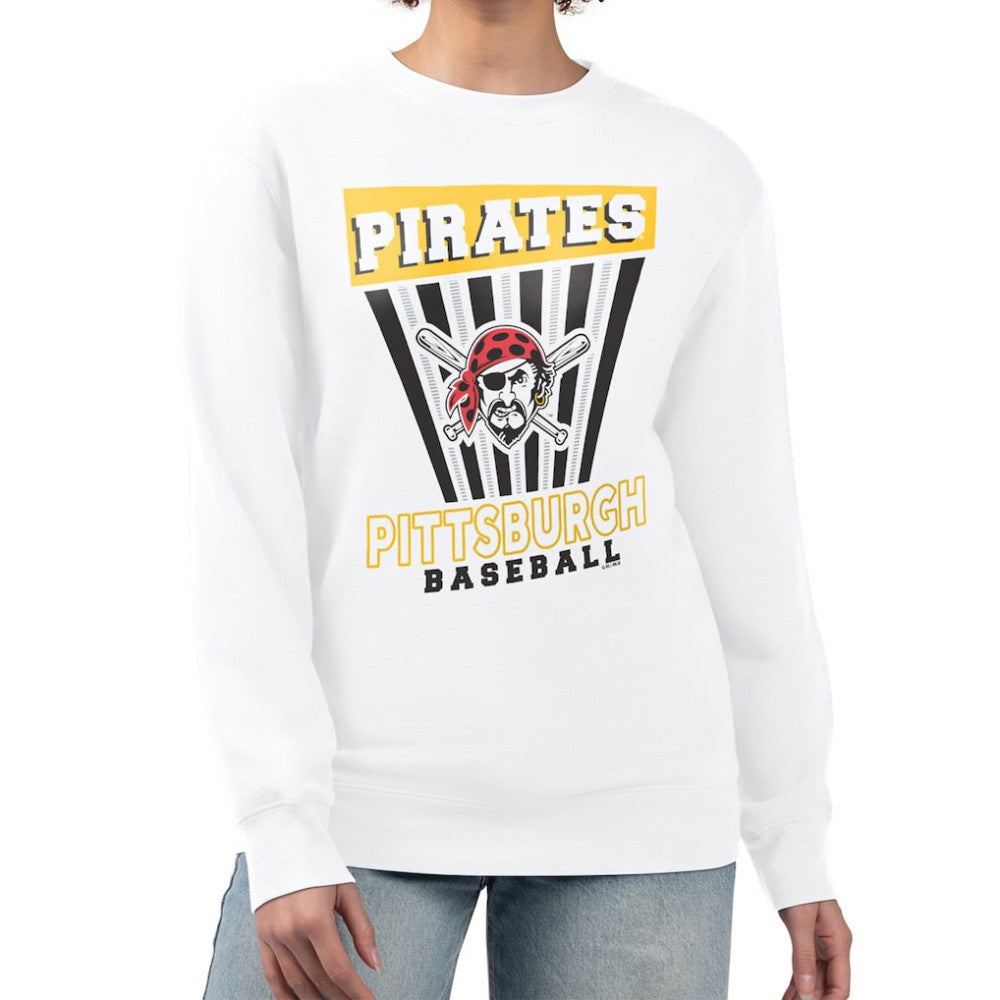 Pittsburgh Pirates Starter Women's Poster Print Team Fleece Pullover Sweatshirt - White Pullover