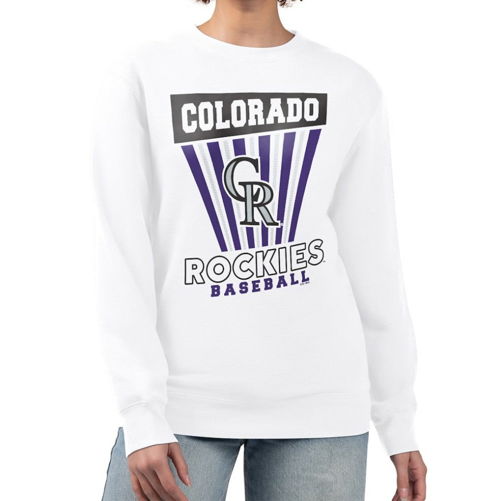 Colorado Rockies Starter Women's Poster Print Team Fleece Pullover Sweatshirt - White Pullover