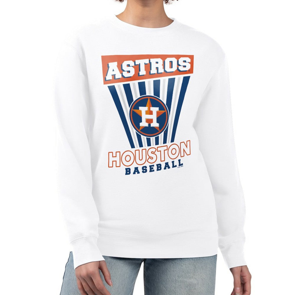 Houston Astros Starter Women's Poster Print Team Fleece Pullover Sweatshirt - White Pullover