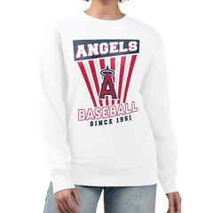 Los Angeles Angels Starter Women's Poster Print Team Fleece Pullover Sweatshirt - White Pullover