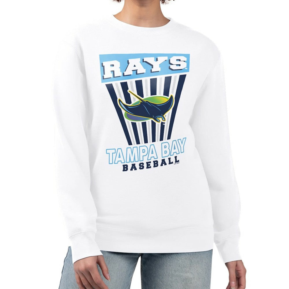 Tampa Bay Rays Starter Women's Poster Print Team Fleece Pullover Sweatshirt - White Pullover