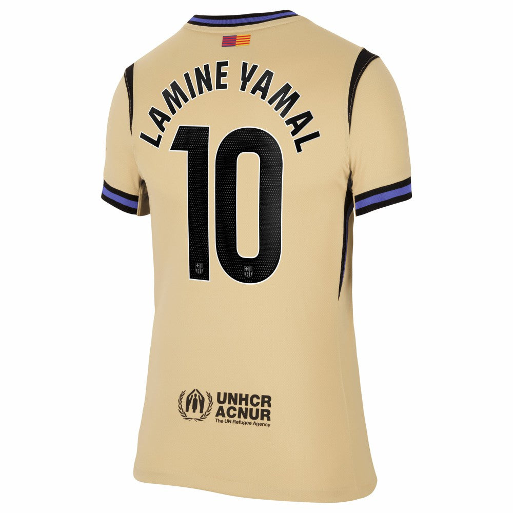Lamine Yamal Barcelona Women's 2025/26 Away Stadium Replica Jersey Gold - Nike outlet
