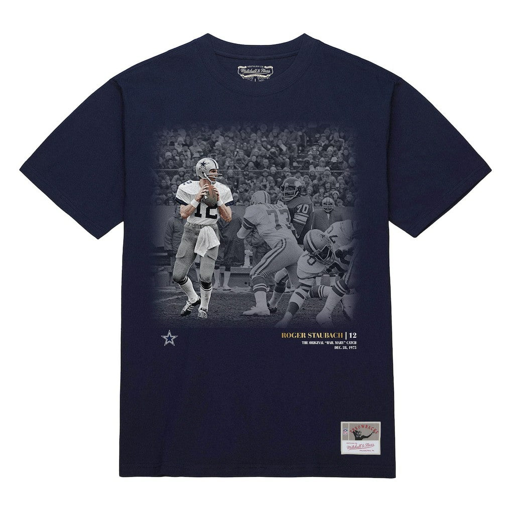 Roger Staubach Dallas Cowboys Moments T-Shirt - Navy T-shirts