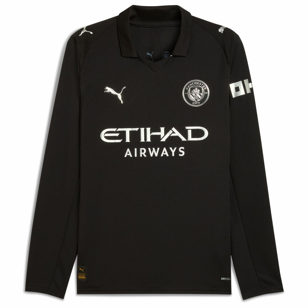 Erling Haaland Manchester City 2025/26 Away Replica Long Sleeve Player Jersey Black - Puma discount