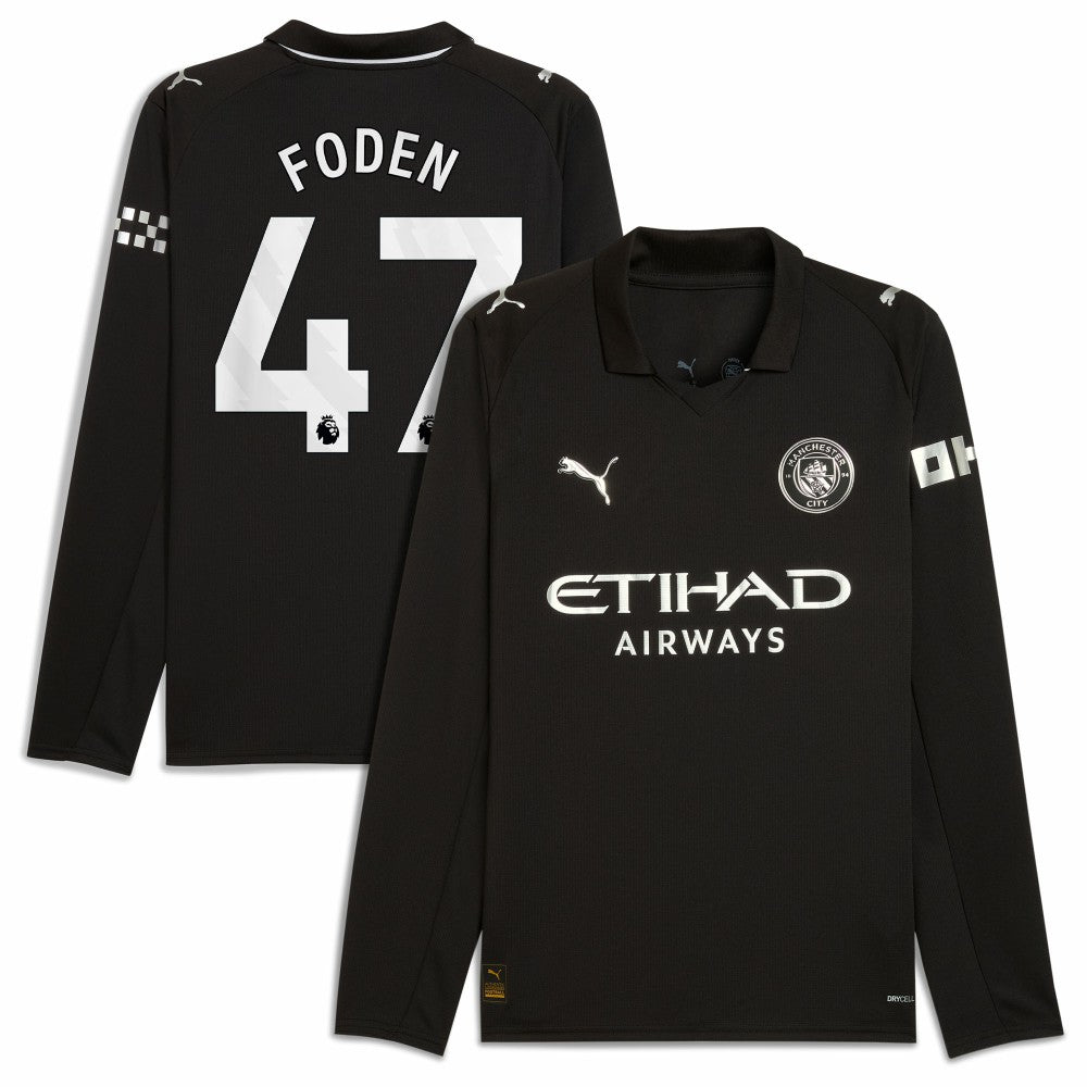 Phil Foden Manchester City Away 2025/26 Replica Long Sleeve Player Jersey Black - Puma online