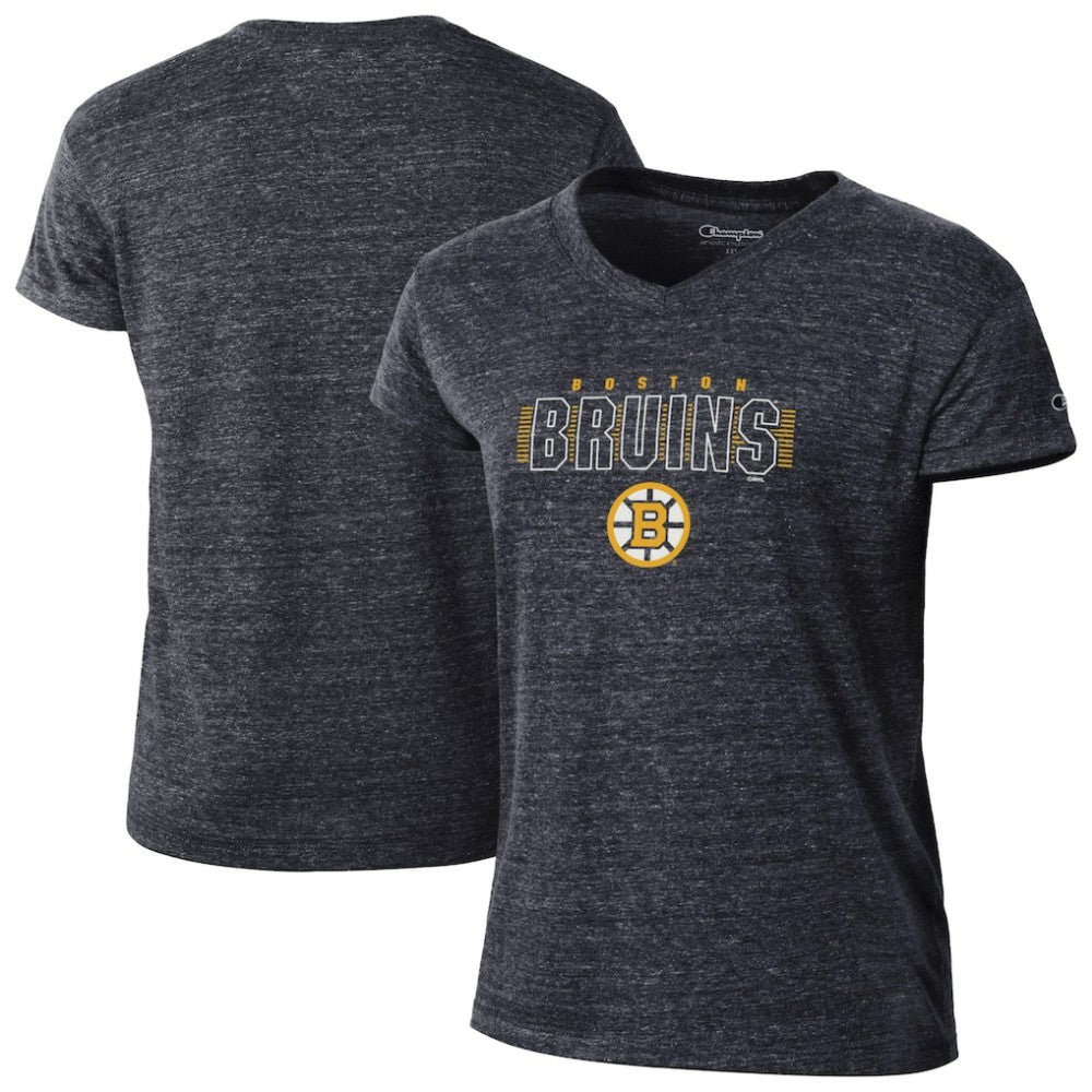 Boston Bruins Champion Women's Tri-Blend V-Neck T-Shirt - Black | US 203339628