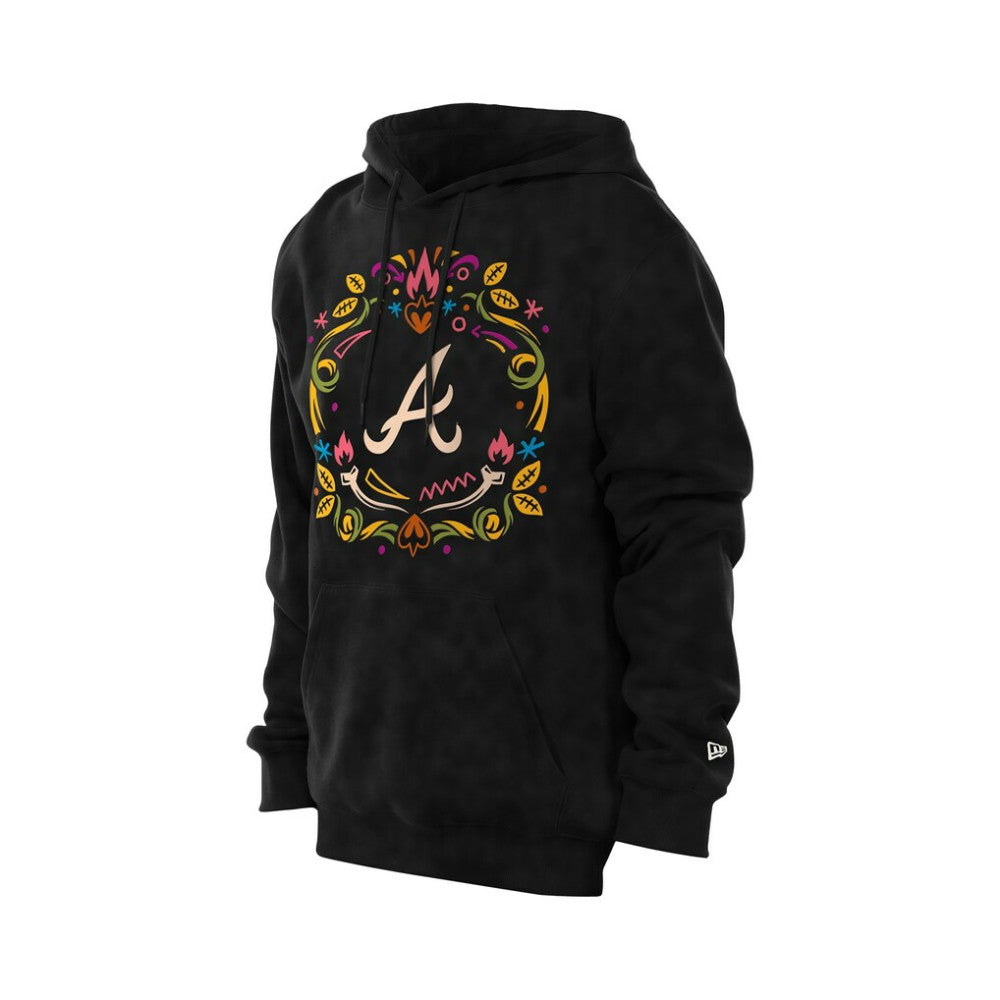 Atlanta Braves New Era Día de los Muertos Brushed Fleece Hoodie - Black Hoodies