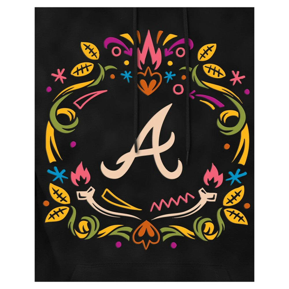 Atlanta Braves New Era Día de los Muertos Brushed Fleece Hoodie - Black Hoodies