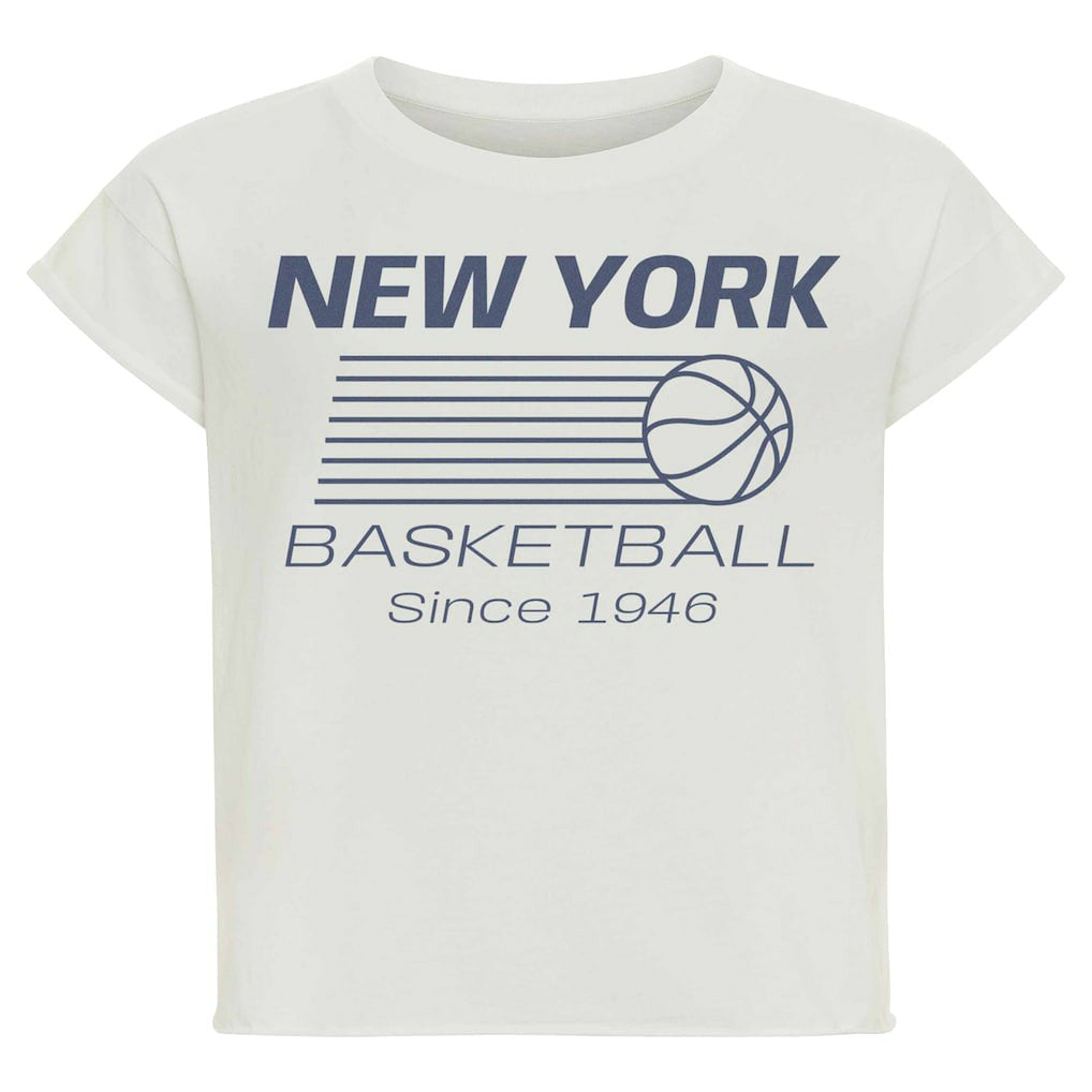 New York Knicks Sportiqe Women's Athletic Club Collection Alana Premium Cropped T-Shirt Cream outlet