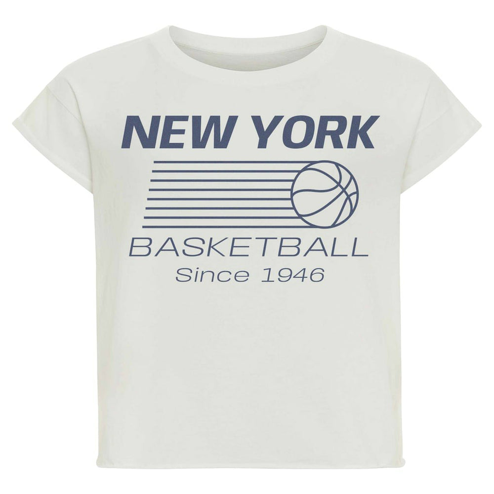 New York Knicks Sportiqe Women's Athletic Club Collection Alana Premium Cropped T-Shirt Cream outlet