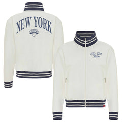 New York Knicks Sportiqe Women's Athletic Club Collection Sutton French Terry Full-Zip Jacket Cream outlet