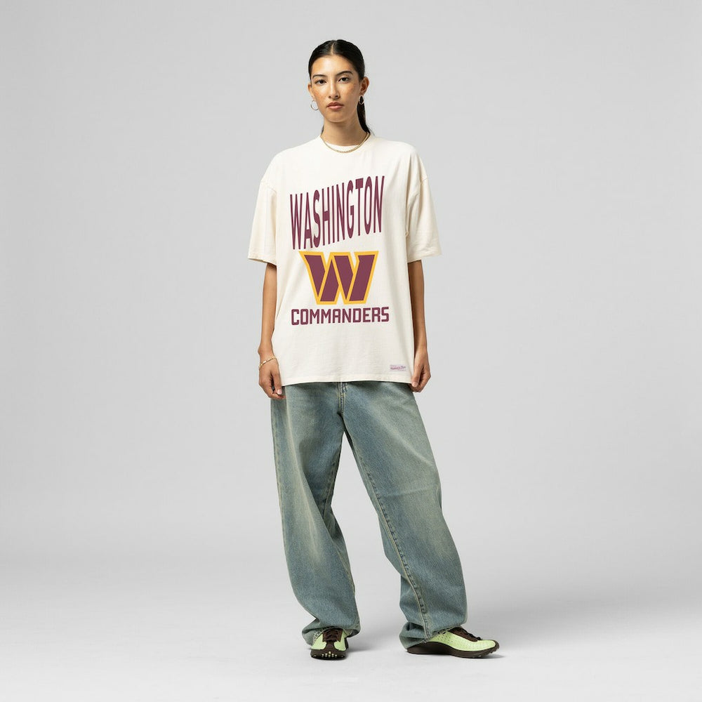 Washington Commanders Women's Logo Rise Boyfriend T-Shirt - Cream T-shirts
