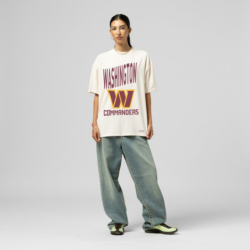 Washington Commanders Women's Logo Rise Boyfriend T-Shirt - Cream T-shirts