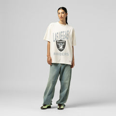 Las Vegas Raiders Women's Logo Rise Boyfriend T-Shirt - Cream T-shirts