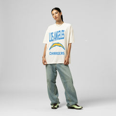 Los Angeles Chargers Women's Logo Rise Boyfriend T-Shirt - Cream T-shirts