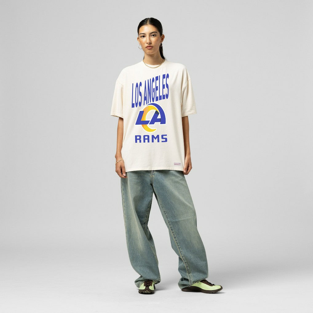 Los Angeles Rams Women's Logo Rise Boyfriend T-Shirt - Cream T-shirts