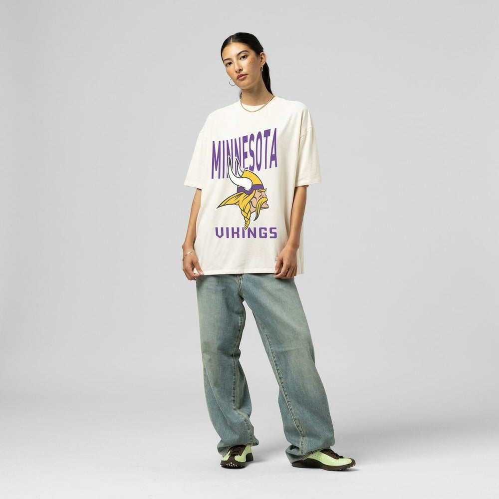 Minnesota Vikings Women's Logo Rise Boyfriend T-Shirt - Cream T-shirts