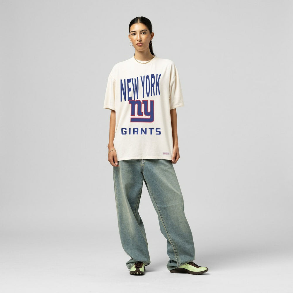New York Giants Women's Logo Rise Boyfriend T-Shirt - Cream T-shirts