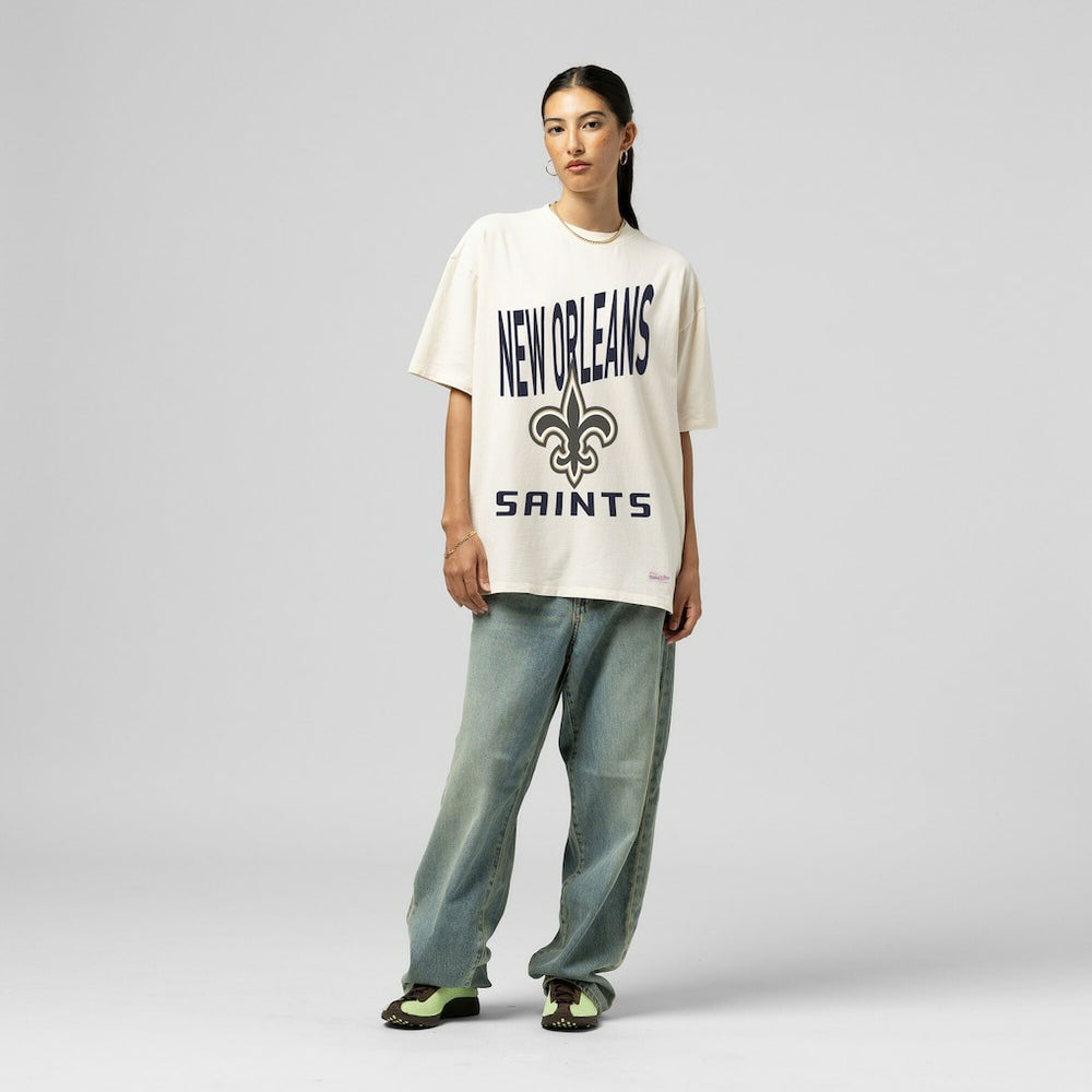 New Orleans Saints Women's Logo Rise Boyfriend T-Shirt - Cream T-shirts