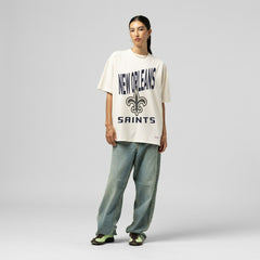 New Orleans Saints Women's Logo Rise Boyfriend T-Shirt - Cream T-shirts