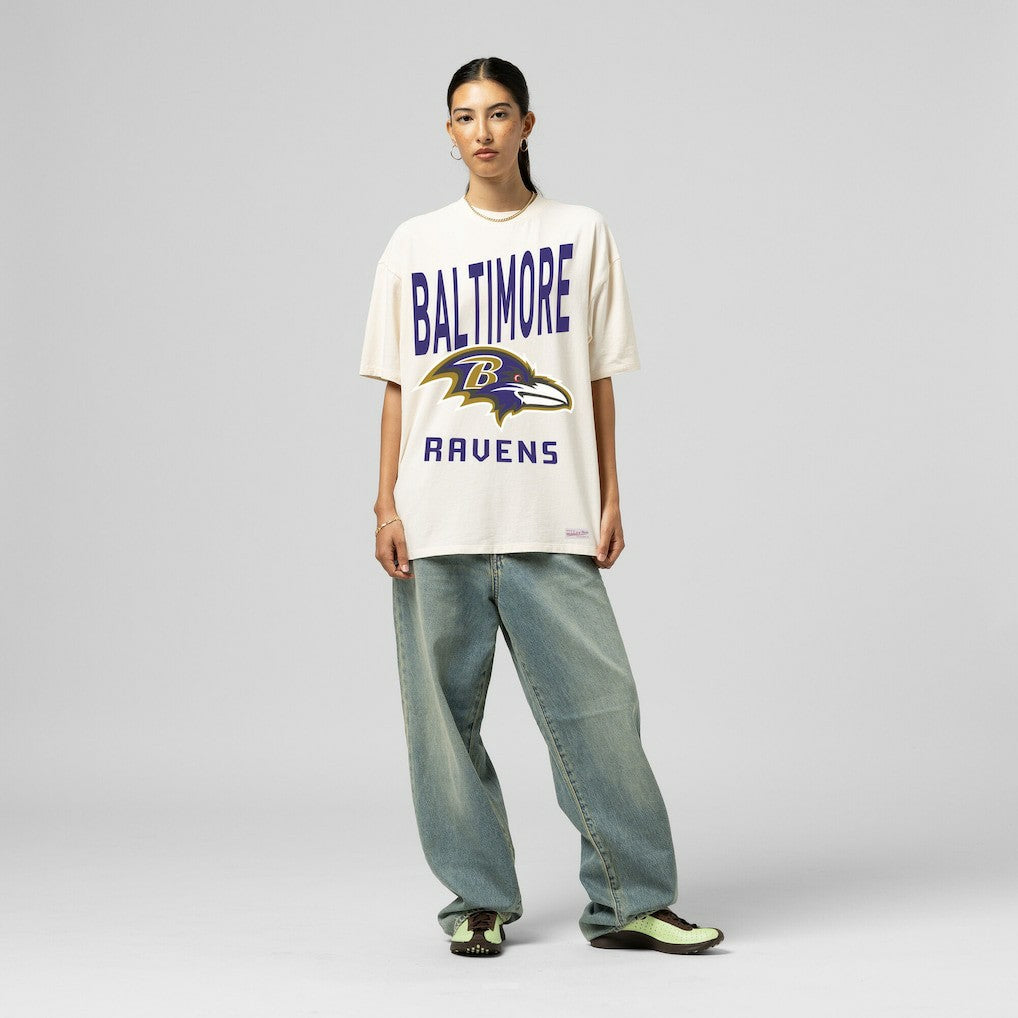 Baltimore Ravens Women's Logo Rise Boyfriend T-Shirt - Cream T-shirts
