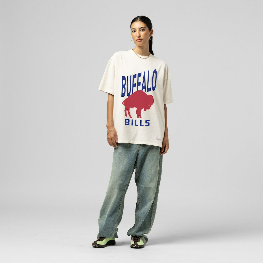 Buffalo Bills Women's Logo Rise Boyfriend T-Shirt - Cream T-shirts