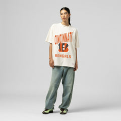 Cincinnati Bengals Women's Logo Rise Boyfriend T-Shirt - Cream T-shirts