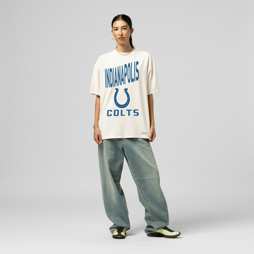 Indianapolis Colts Women's Logo Rise Boyfriend T-Shirt - Cream T-shirts