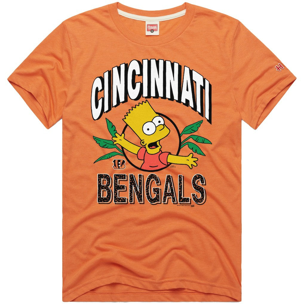 Cincinnati Bengals Homage x The Simpsons Unisex Tri-Blend T-Shirt - Orange T-shirts