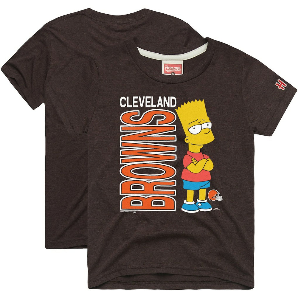 Cleveland Browns Homage x The Simpsons Unisex Tri-Blend T-Shirt - Brown T-shirts