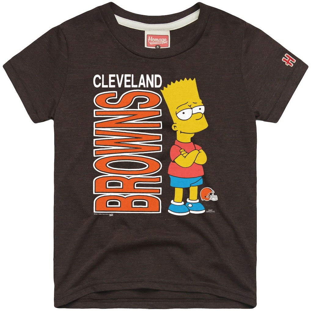 Cleveland Browns Homage x The Simpsons Unisex Tri-Blend T-Shirt - Brown T-shirts
