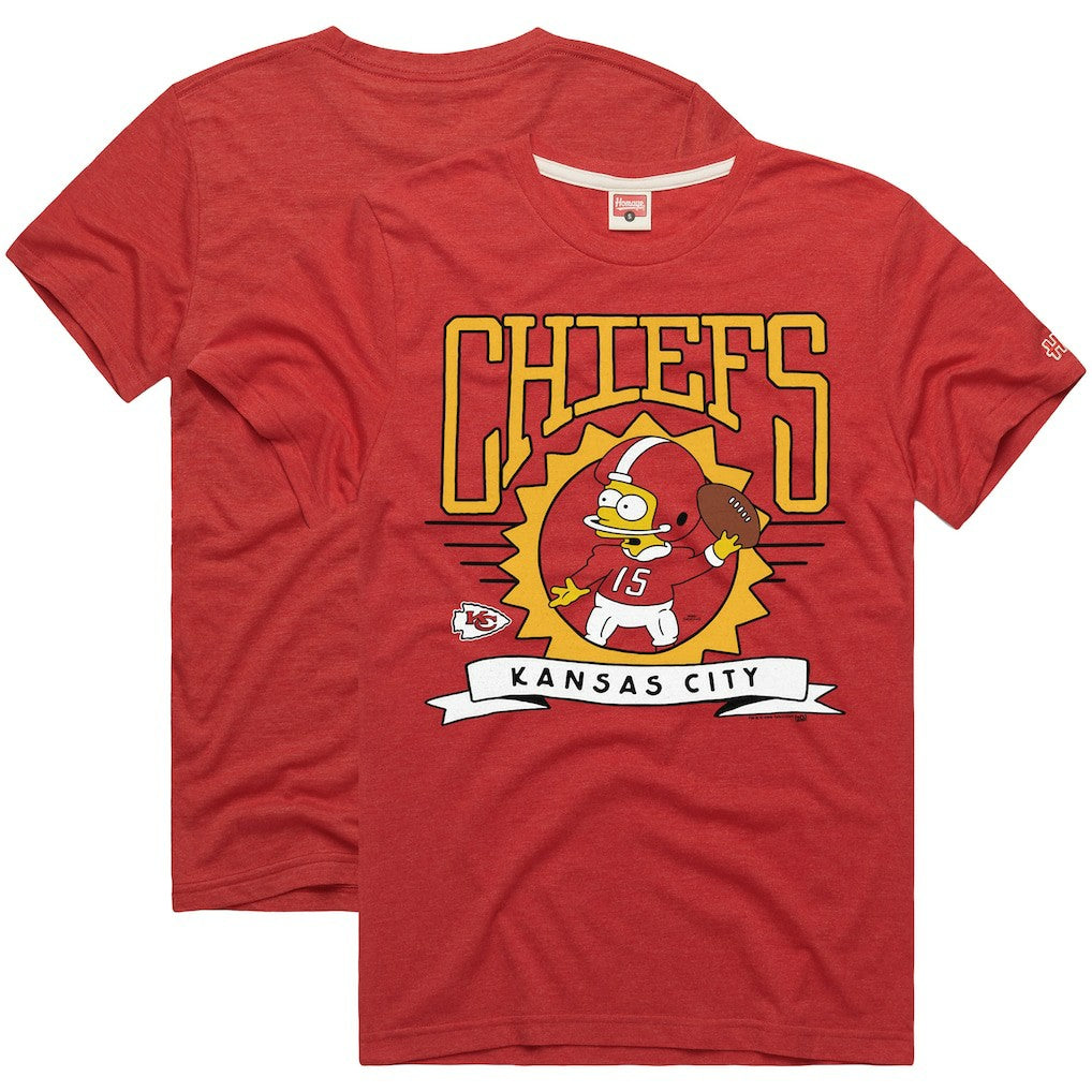 Kansas City Chiefs Homage x The Simpsons Unisex Tri-Blend T-Shirt - Red T-shirts