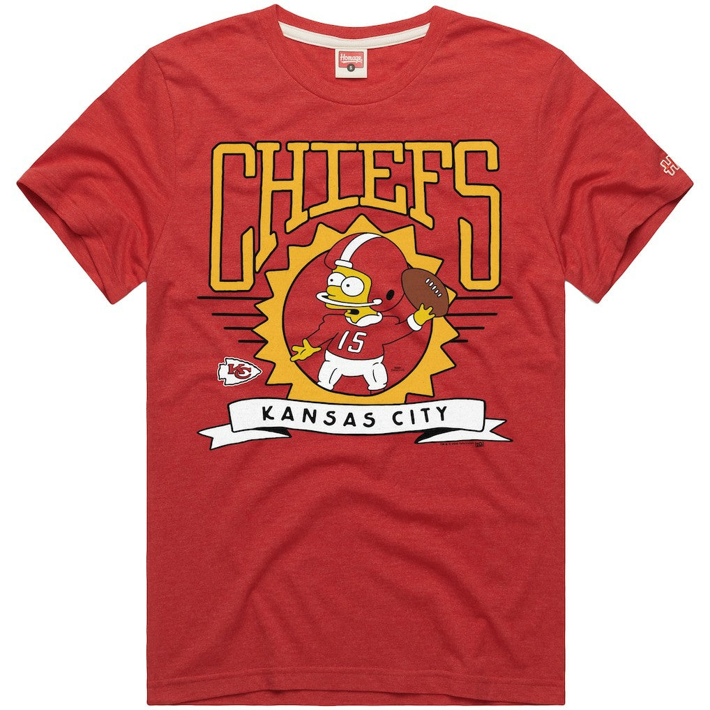 Kansas City Chiefs Homage x The Simpsons Unisex Tri-Blend T-Shirt - Red T-shirts
