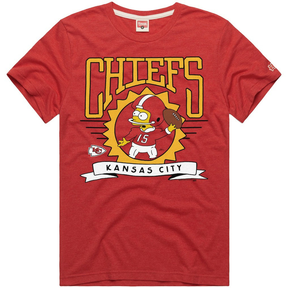 Kansas City Chiefs Homage x The Simpsons Unisex Tri-Blend T-Shirt - Red T-shirts