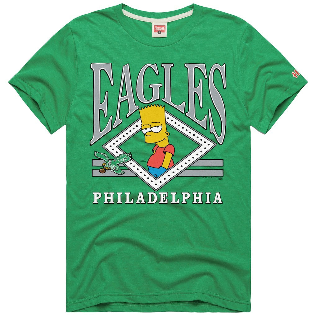 Philadelphia Eagles Homage x The Simpsons Unisex Tri-Blend T-Shirt - Kelly Green T-shirts