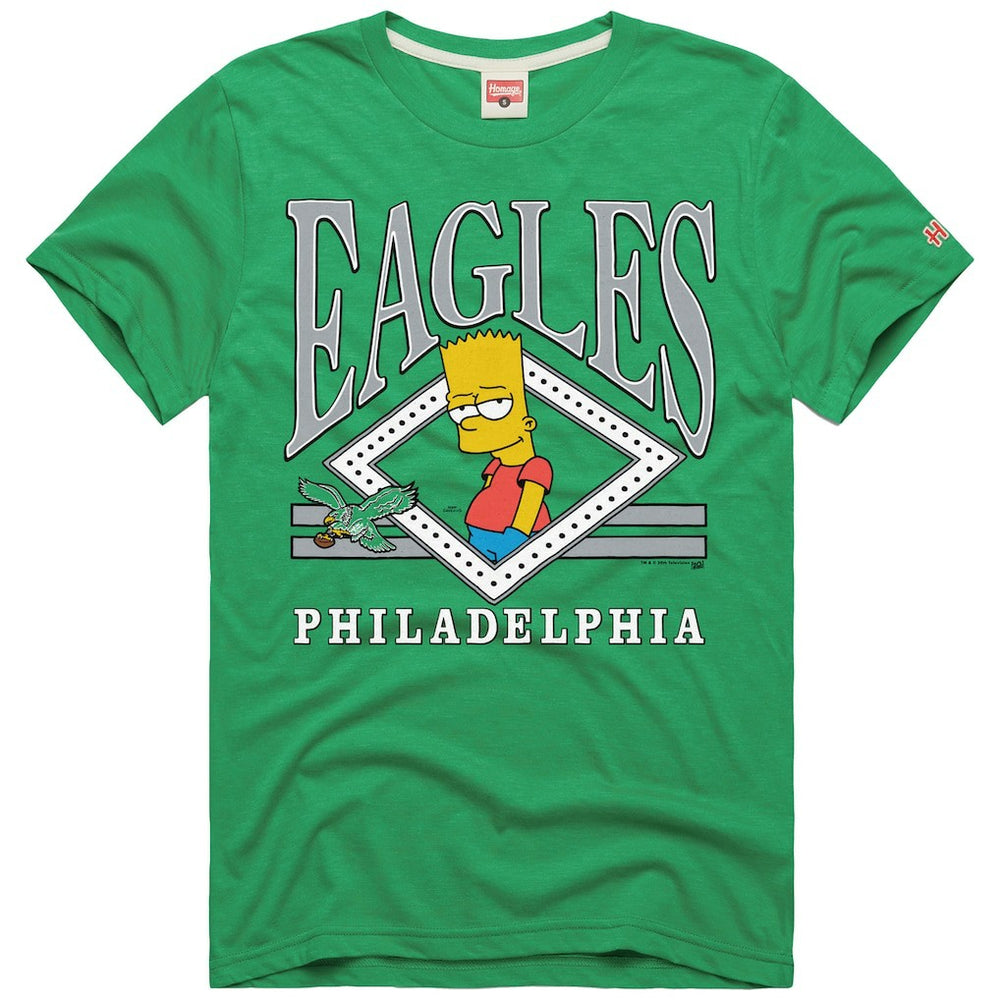 Philadelphia Eagles Homage x The Simpsons Unisex Tri-Blend T-Shirt - Kelly Green T-shirts