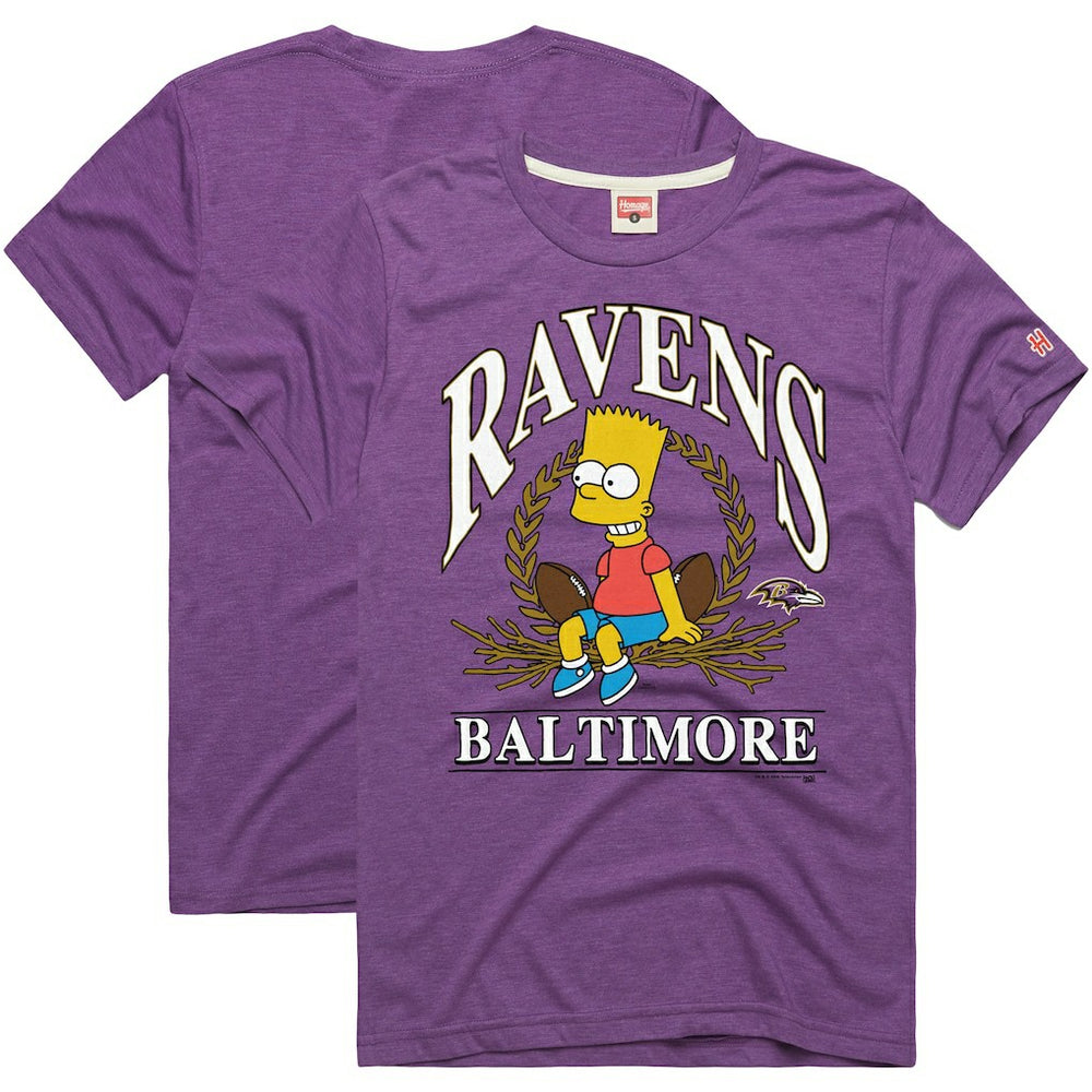 Baltimore Ravens Homage x The Simpsons Unisex Tri-Blend T-Shirt - Purple T-shirts