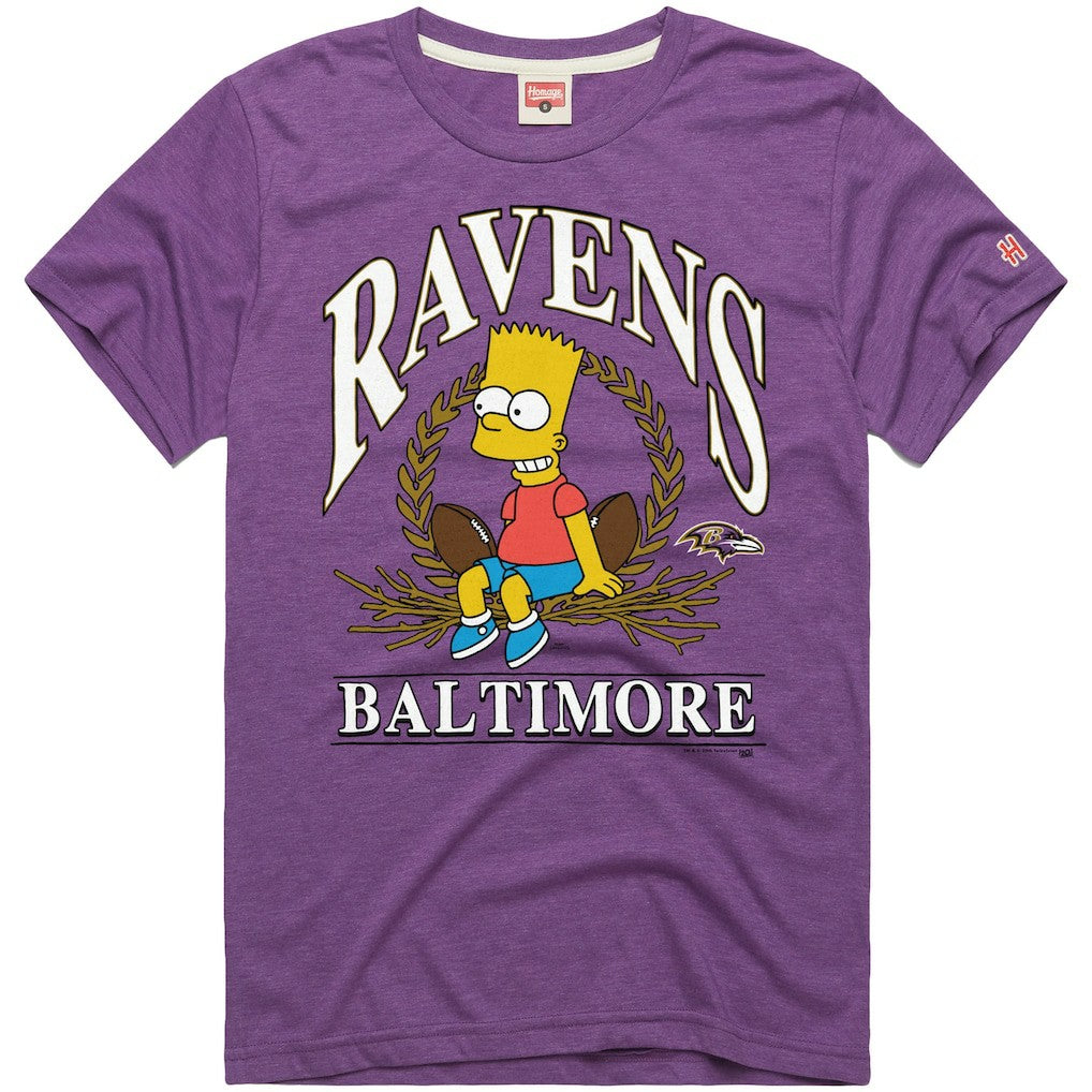 Baltimore Ravens Homage x The Simpsons Unisex Tri-Blend T-Shirt - Purple T-shirts