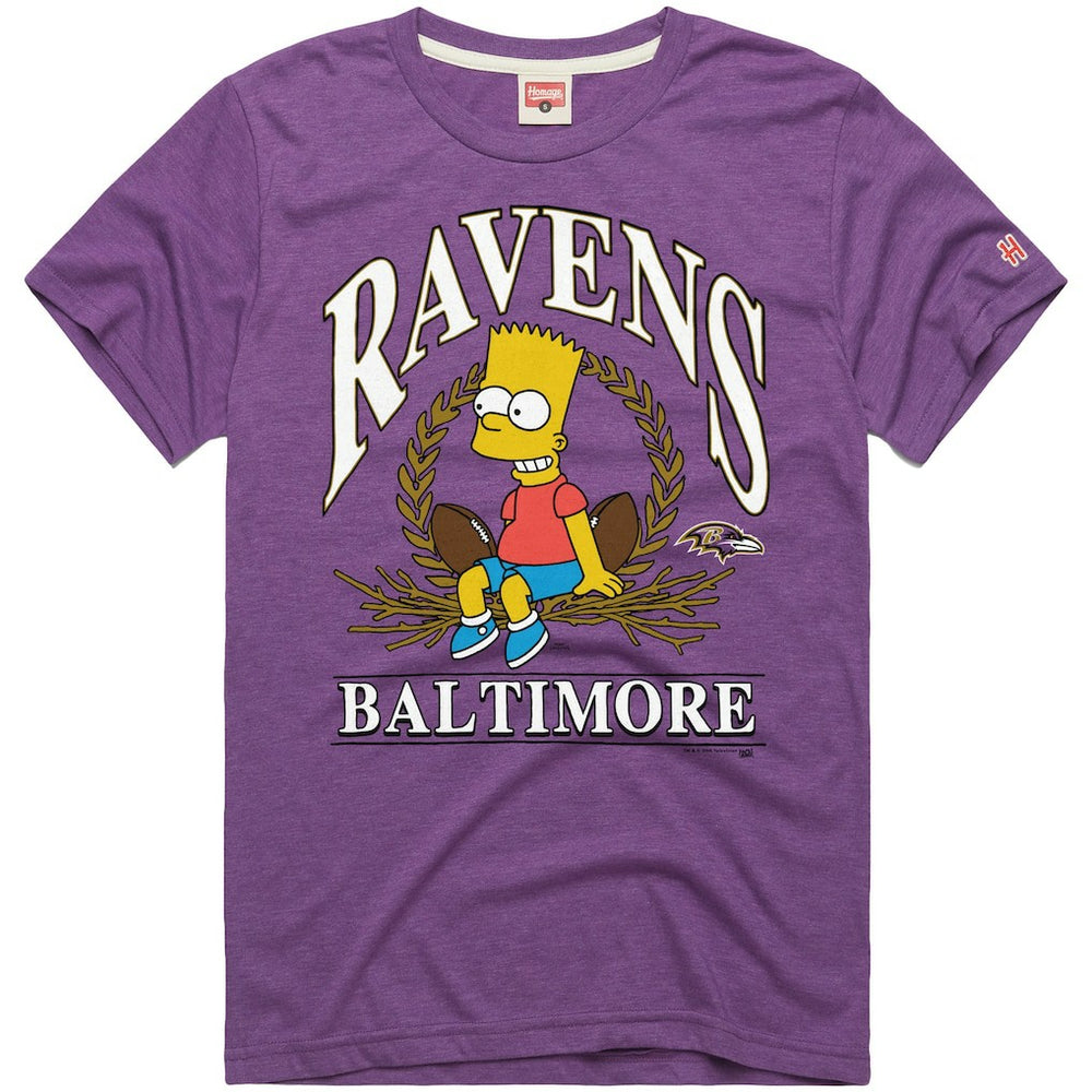 Baltimore Ravens Homage x The Simpsons Unisex Tri-Blend T-Shirt - Purple T-shirts
