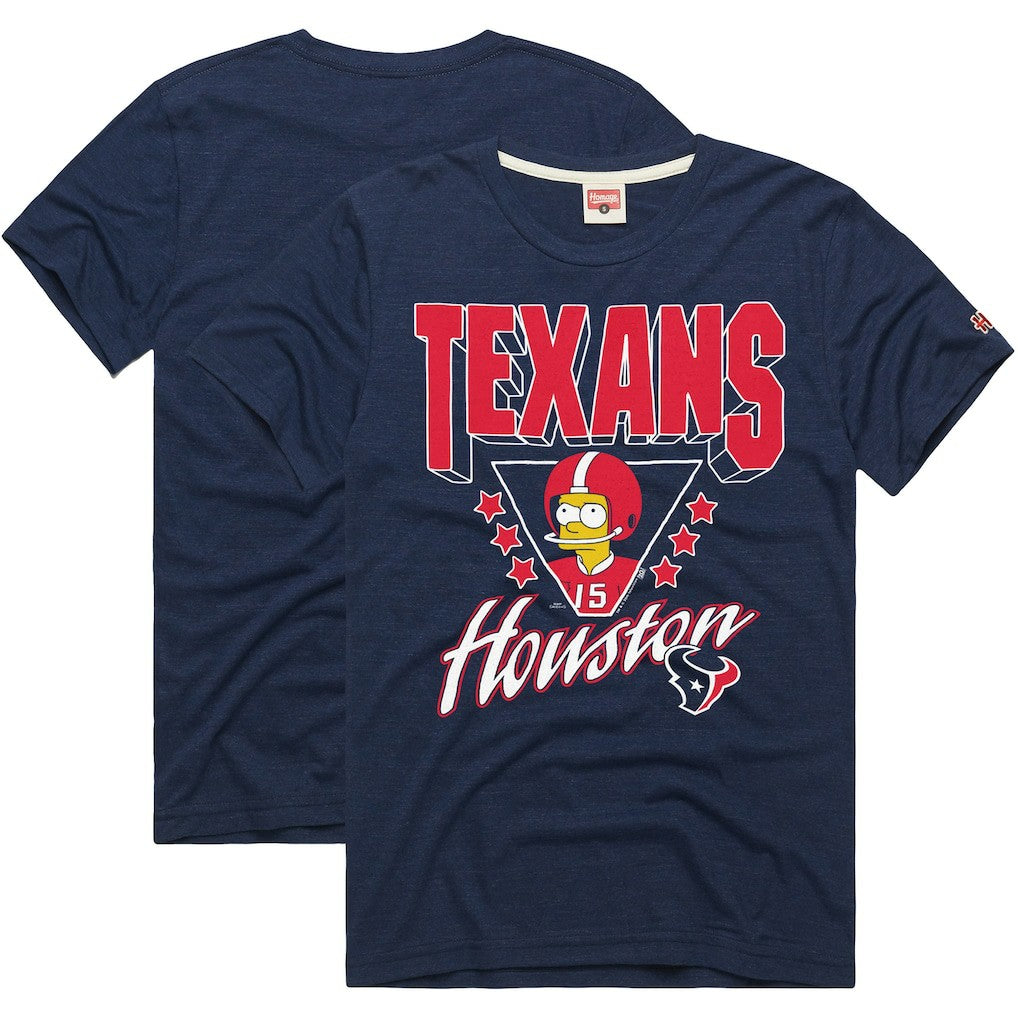 Houston Texans Homage x The Simpsons Unisex Tri-Blend T-Shirt - Navy T-shirts