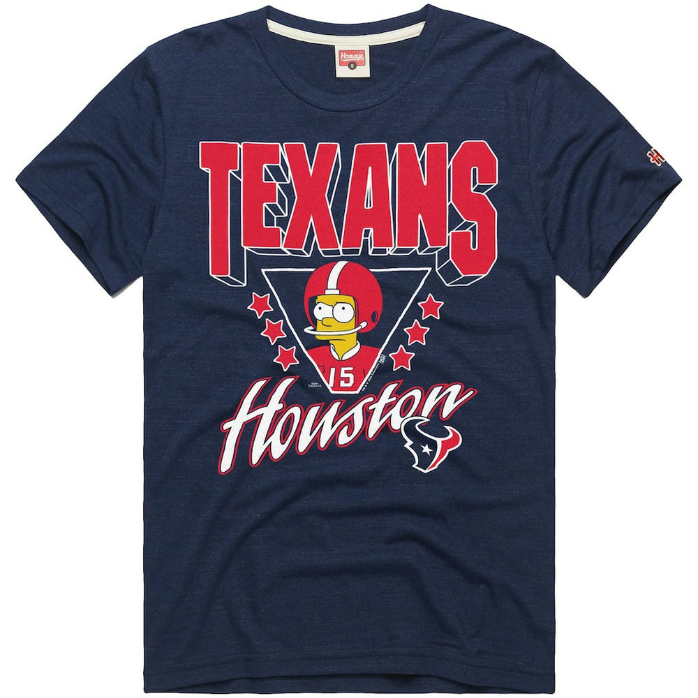 Houston Texans Homage x The Simpsons Unisex Tri-Blend T-Shirt - Navy T-shirts