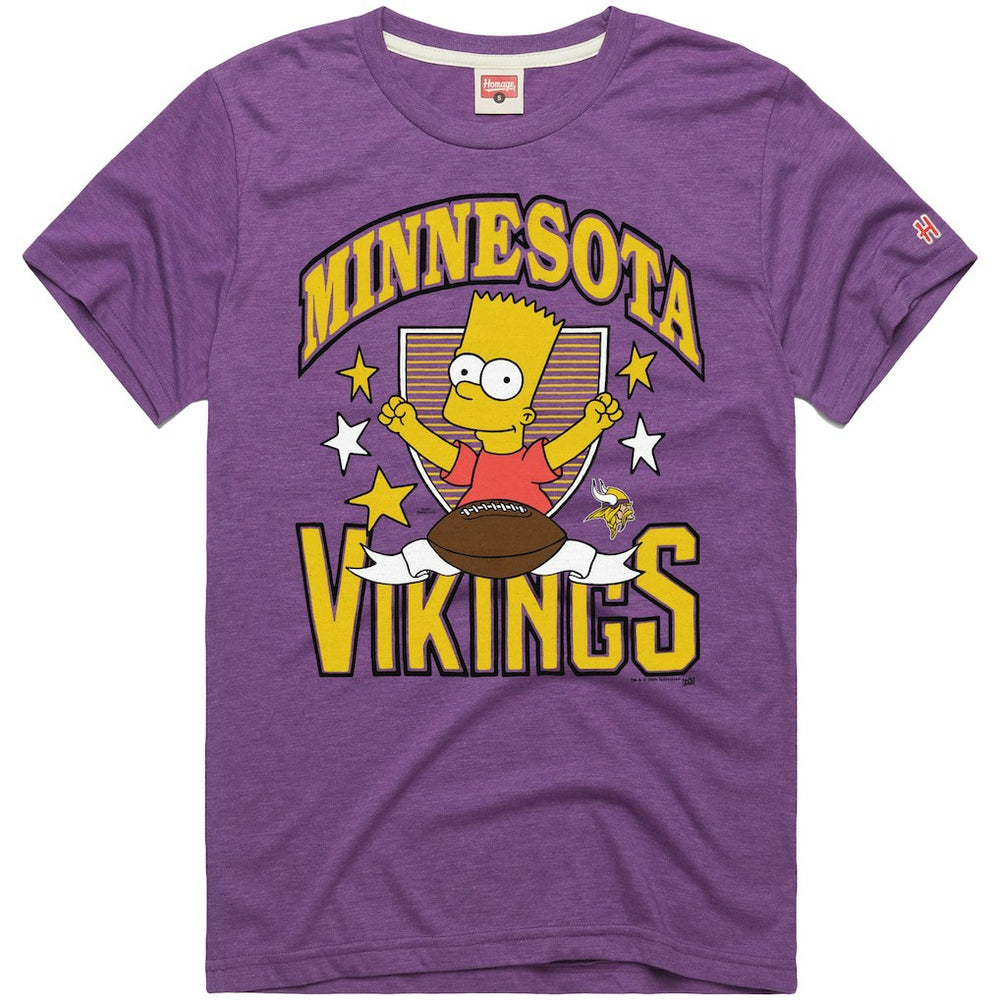 Minnesota Vikings Homage x The Simpsons Unisex Tri-Blend T-Shirt - Purple T-shirts