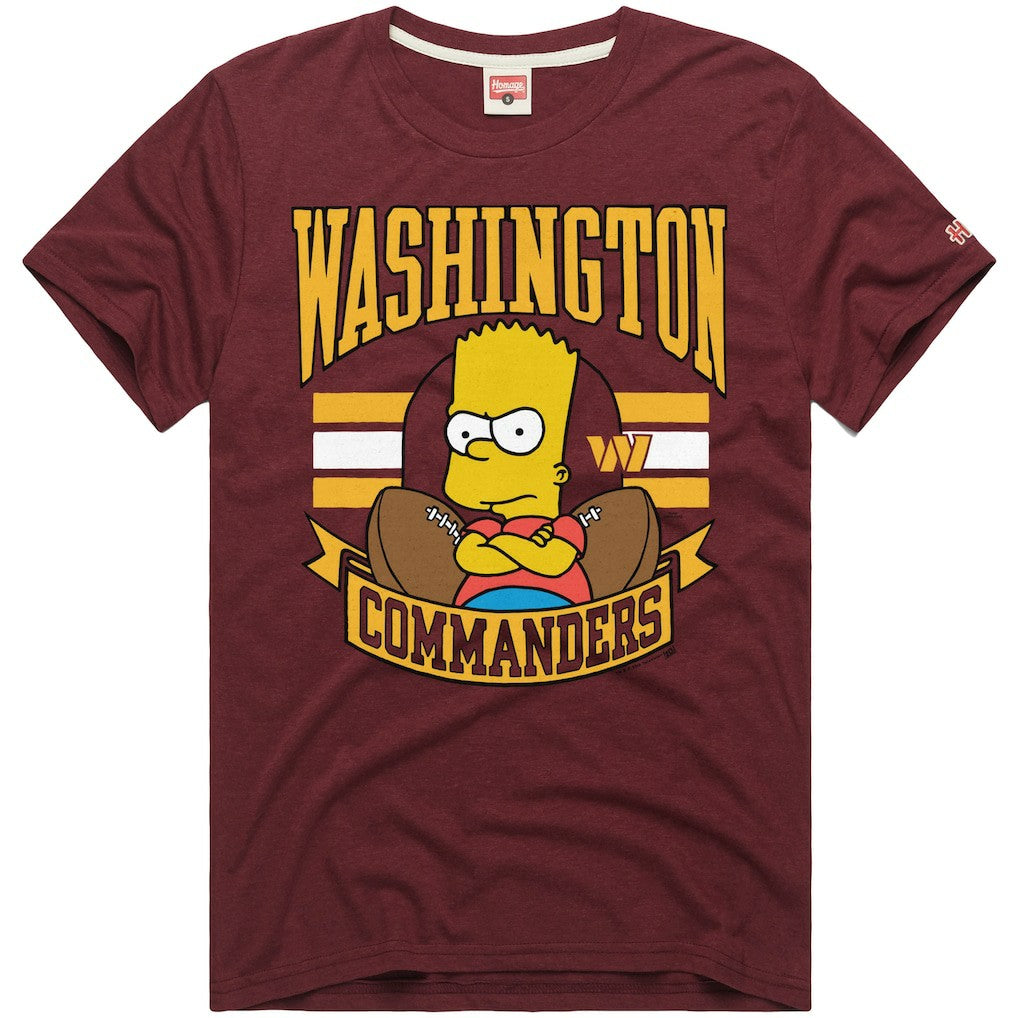 Washington Commanders Homage x The Simpsons Unisex Tri-Blend T-Shirt - Burgundy T-shirts