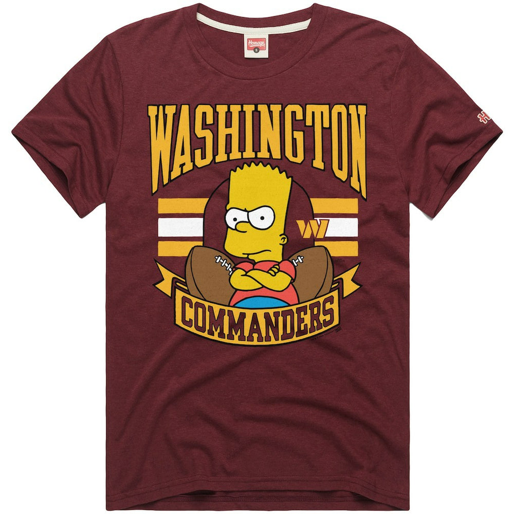 Washington Commanders Homage x The Simpsons Unisex Tri-Blend T-Shirt - Burgundy T-shirts
