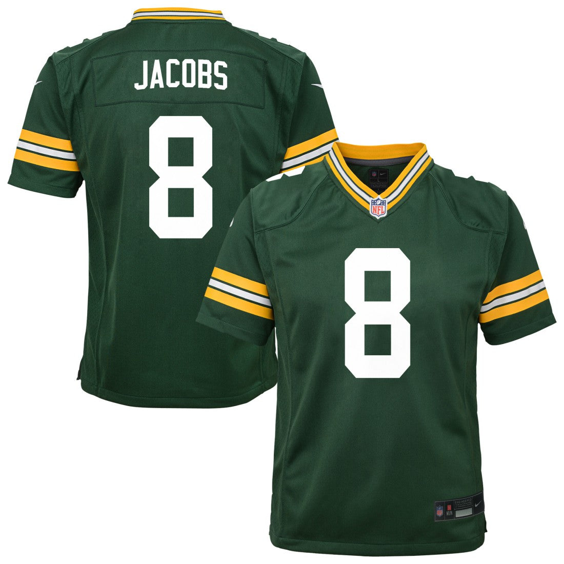 Josh Jacobs Green Bay Packers Youth Team Game Jersey - Green Jerseys
