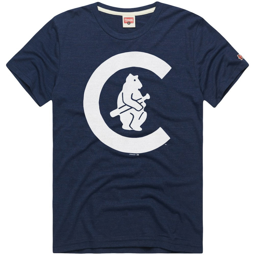 Chicago Cubs Homage Hyper Local Refresh Tri-Blend T-Shirt - Navy T-shirts