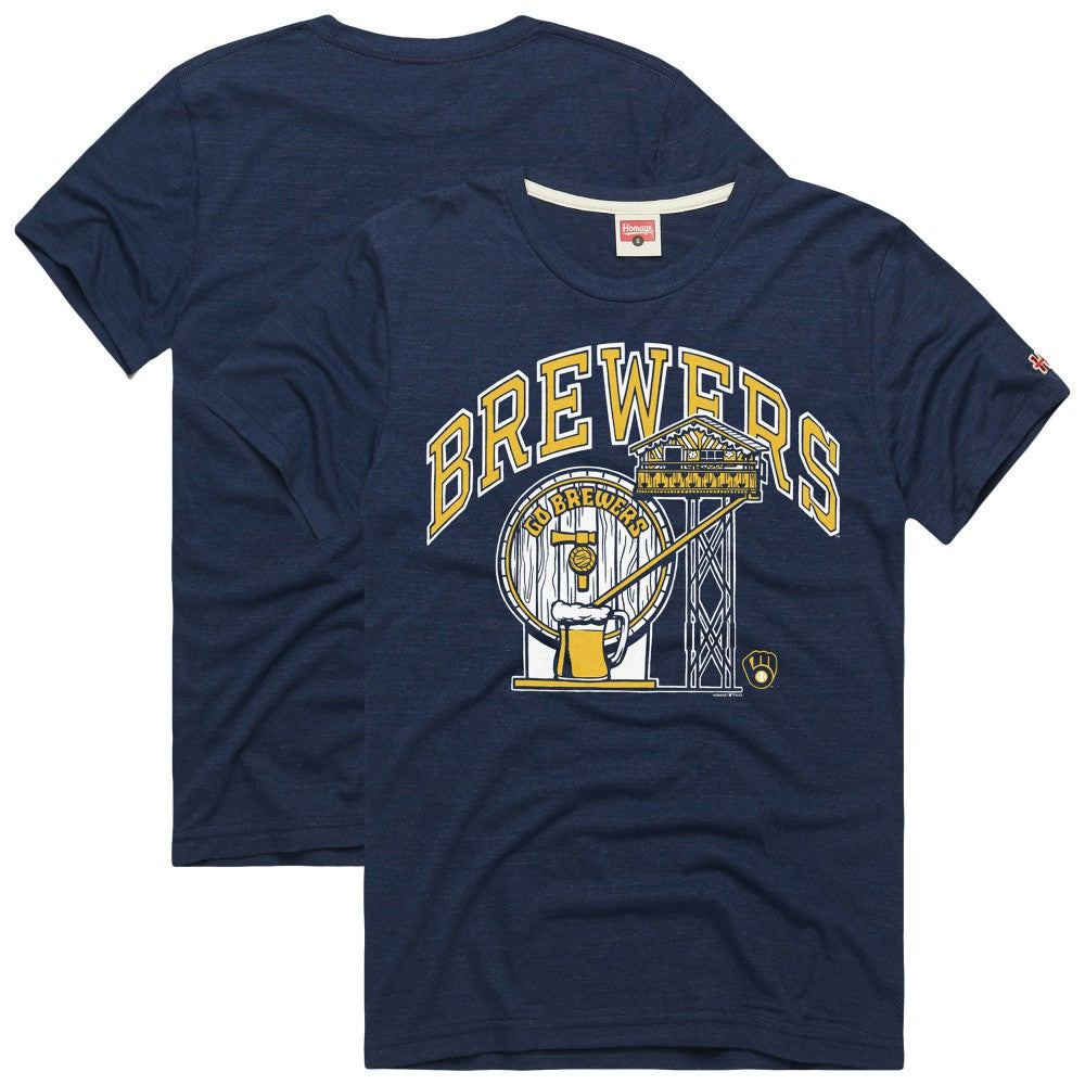 Milwaukee Brewers Homage Hyper Local Refresh Tri-Blend T-Shirt - Navy T-shirts