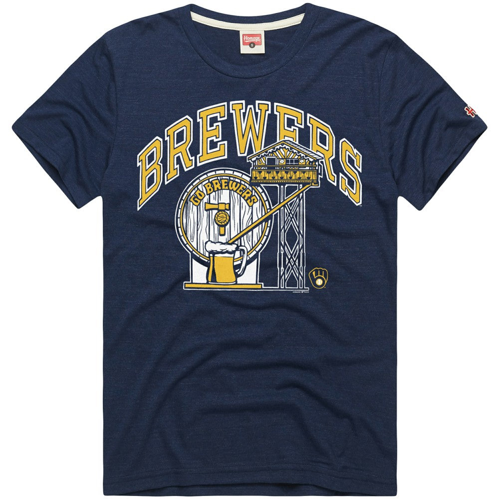 Milwaukee Brewers Homage Hyper Local Refresh Tri-Blend T-Shirt - Navy T-shirts