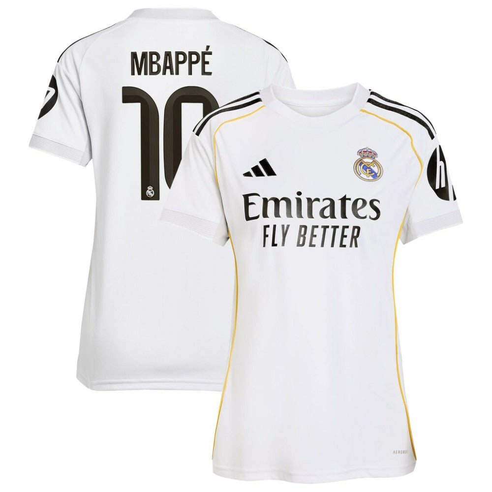 Kylian Mbappé Real Madrid Women's 2025/26 Home Replica Player Jersey White - Adidas for sale
